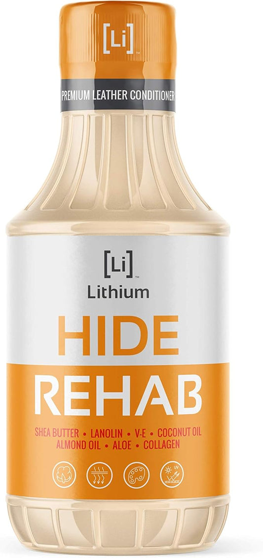 Lithium Hide Rehab Car Leather Cleaner and Conditioner - All Natural Premium Leather Conditioner for Car Interiors - Hydrates, Moisturizes, and Protects Leather - Leather Restorer (16 Ounce)