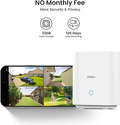 AOSU Security Cameras Outdoor Wireless, Add-On Camera, Add-On Cameras Must Be Connected to Homebase and Cannot Be Used Independently; Homebase Supports Simultaneous Connection of Up to 4 Cameras