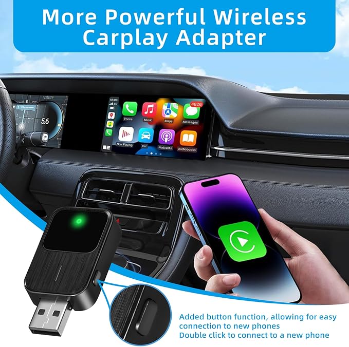 Wireless CarPlay Adapter for Apple, Android Auto Car Adapter 2025, 2in1 Mini for iPhone,Wired to Wireless,Plug and Play Setup,USB/Type-C Port Seamless Car Connectivity,Support iOS 12+ and Android 11+