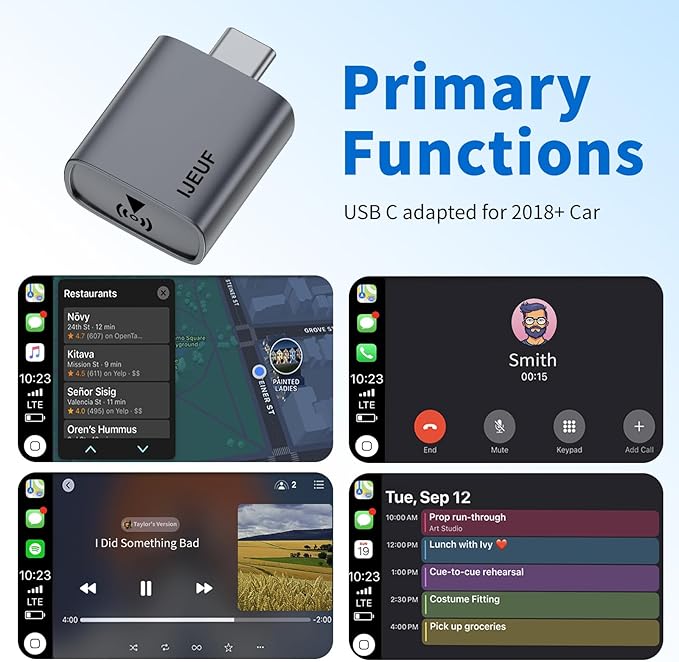 Wireless CarPlay Adapter for Apple iPhone 2025 Upgrade, Converts Factory Wired to Wireless, No Delay, Stable Connection, Mini Apple Carplay Wireless Adapter for iOS 10+ and Car from 2018+,USB/Type C
