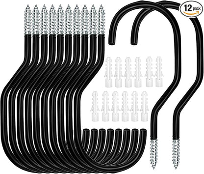 Bike Hooks Heavry Duty 12 Pack,Bicycle Storage Hanger Screw in Ceiling Hooks,Utility Hooks for Wall,Garage,Garden Organization and Storage,Fits Hanging All Bike Types,Bicycle Storage Hooks