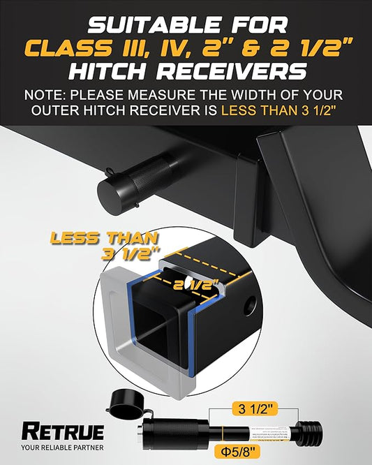 RETRUE Trailer Hitch Locks, 5/8" Locking Hitch Pin for 2" and 2 1/2" Receiver Class III IV Hitch, Tow Hitch Pin Lock Dia 3-1/2” Long Pin with O-Rings Weatherproof Caps for Trailer Truck Car Boat