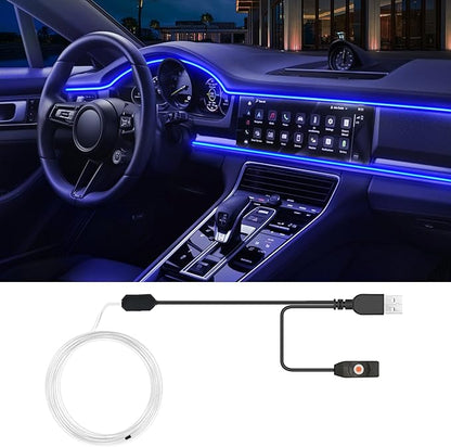 USB Car LED Lights, Interior Car Lights Strip 7 Colors Ambient Lighting with 118 inches Fiber Optic Music Sync Simple Installation EL Wire Lights (7 Colors/118 inches)