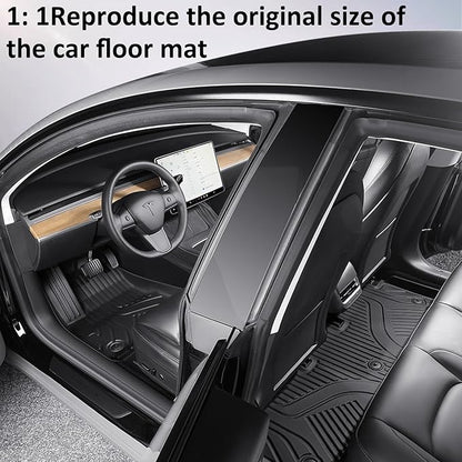 Car Foot Mats for Tesla Model Y with 4 TPE Materials On The Front and Rear Rows Suitable for All Weather Conditions Suitable for Model Y 2020-2024