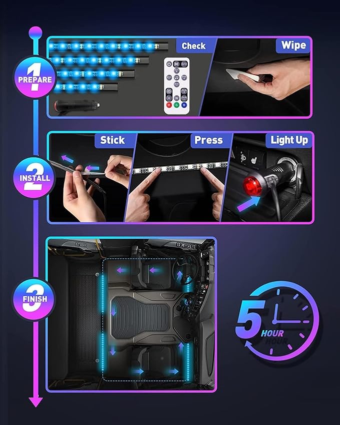 Interior Car Lights, Led Lights for Car Accessories, Birthday Gifts for Women Men, Halloween Trunk or Trick Car Decorations Kit APP Remote Control with Changer Color Change Lights for Jeep Truck Decor