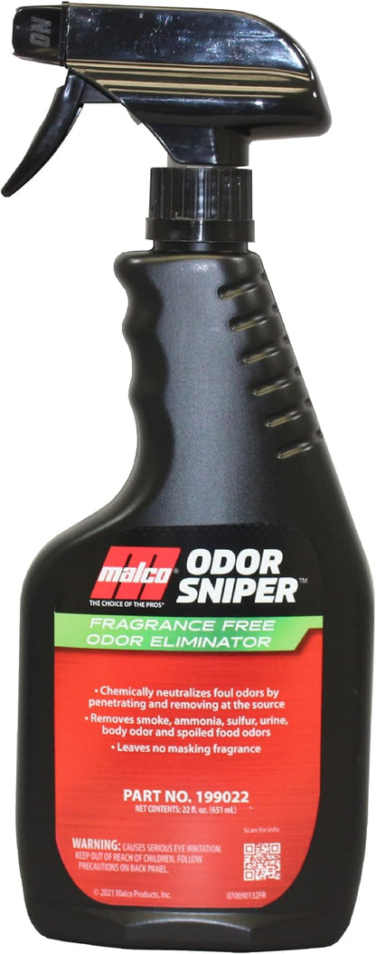Malco Odor Sniper - Fragrance-Free Odor Eliminator for Car Interiors/Penetrates Odors at the Source/Chemically Neutralizes Foul Scents in Your Vehicle / 22 Oz. (199022)
