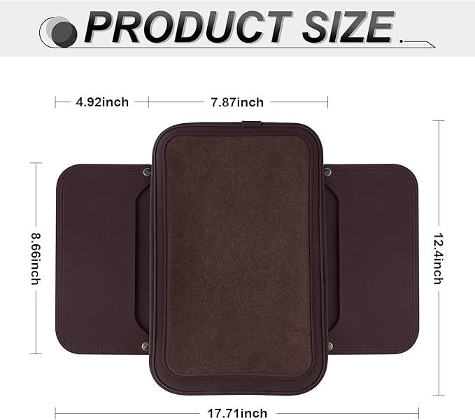 SINGARO Car Leather Center Console Cover with 2 Storage Bags, Universal Furry Fluffy Car Armrest Seat Box Pad, Comfortable Car Interior Accessories, Fits for Most Vehicles (Brown)
