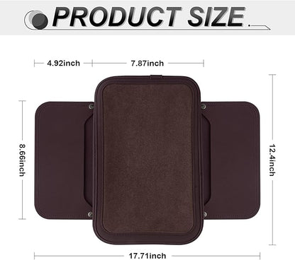 SINGARO Car Leather Center Console Cover with 2 Storage Bags, Universal Furry Fluffy Car Armrest Seat Box Pad, Comfortable Car Interior Accessories, Fits for Most Vehicles (Brown)