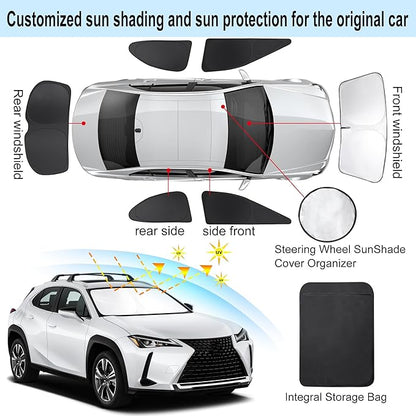 TINGLU Window Shades for Lexus UX 2019-2024 2025 Accessories Car Side Full Windows Windshield Sun Shade Sun UV Rays & Privacy Protection for Camping,Napping,and Relaxing 6PCS