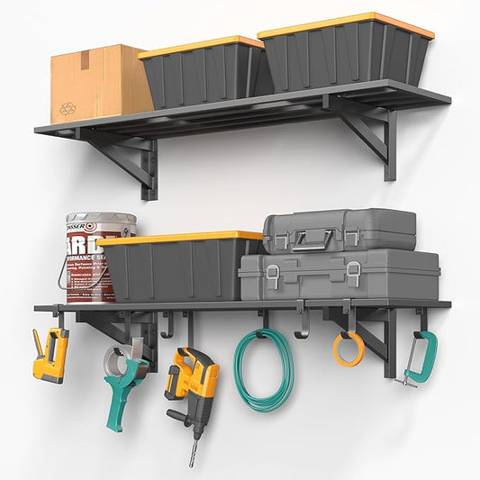 2-Pack 1x4ft Heavy Duty Garage Shelving, 1' x 4' Garage Wall Shelving Wall Mounted (2pack-1x4ft)