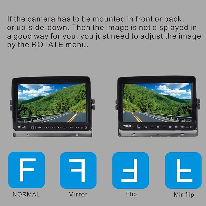AHD 1080P 7" Reverse Rear View Backup Camera System, Camera with Night Vision Waterproof IP69K Vibration-Proof 10G for Tractor/Truck/Bus/Motorhome/Excavator/Caravan/Skid Steer/Harvester
