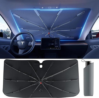 [Updated Version] Car Windshield Sun Shade, [Effective Keep Cool] Spring Structure Umbrella Sunshade for Cars Windshield, Protect from Sun Rays, Heat Damage and Protect Interior