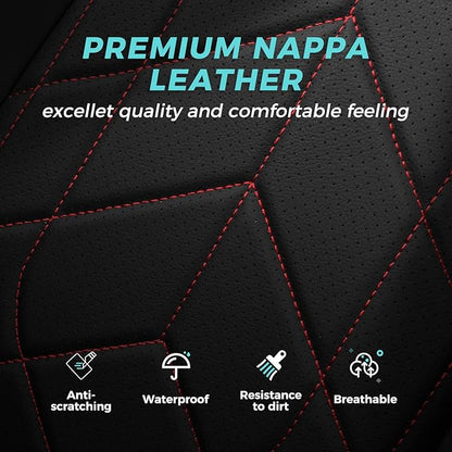 for Honda CRV Seat Covers Custom Fit 2017-2022 EXL EX LX Sport,Touring,Hybrid - Luxury Waterproof Leather Car Seat Covers Full Set - BlackRed