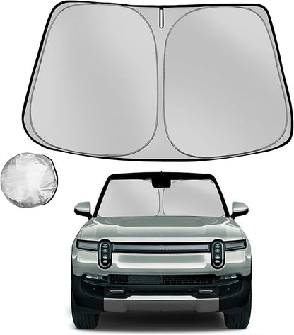 Windshield Sun Shade for 2022-2025 Rivian R1S Foldable Sun Sunshade for Car Front Window Blocks UV Rays and Heat Automotive Interior Protector Custom Fit Accessories