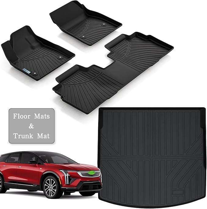 Floor Mats & Trunk Mat for All-New 2025 Cadillac Optiq,TPE All Weather Protection 2 Rows Car Floor Liners with Cargo Liner Accessories