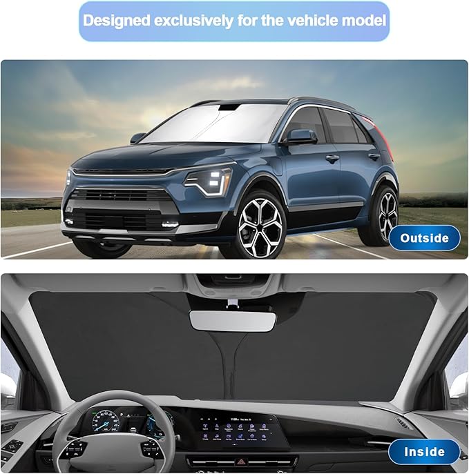 SXCY for 2017-2025 2026 Kia NIRO Windshield Sunshade for 2023-2026 Kia NIRO Accessories 2021-2024 2025 2026 NIRO EV Sunshade Foldable Sun Shield 2023-2025 2026 NIRO PHEV Sun Shade Block UV Rays