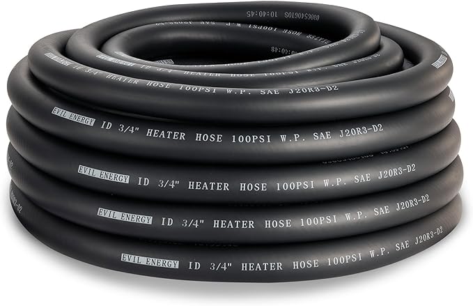 EVIL ENERGY 3/4" Heater Hose 50FT Coolant Radiator Straight 100PSI SAE 20R3 Black