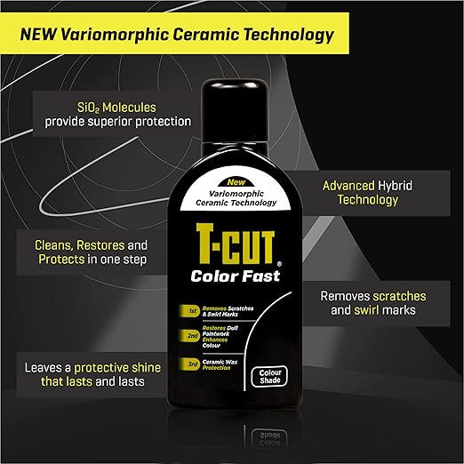 T-Cut Black Scratch Remover Color Fast Paintwork Restorer Car Polish, 13 Colors Available, 17 Fl Oz