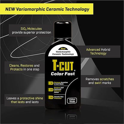 T-Cut Black Scratch Remover Color Fast Paintwork Restorer Car Polish, 13 Colors Available, 17 Fl Oz
