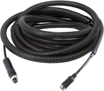 4 Pin Backup Camera Cable with Corrugated Tube Cover, 4 Pin Aviation Extension Cord, Weatherproof, Compatible with Rearview Camera Systems, Radar DVRs, CCTV Security Systems(10FT/3M)