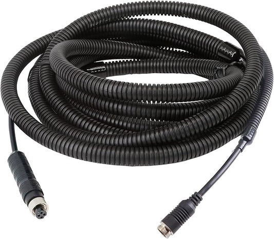 4 Pin Backup Camera Cable with Corrugated Tube Cover, 4 Pin Aviation Extension Cord, Weatherproof, Compatible with Rearview Camera Systems, Radar DVRs, CCTV Security Systems(10FT/3M)