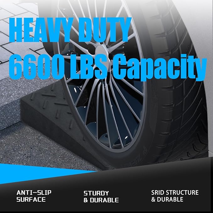 2 Pack 3.5'' Rise Rubber Curb Ramp Heavy Duty Loading Rubber Curb Ramps 3 Tons Driveway Ramp Car Slope Ramp for Loading Dock Bike Vehicle Warehouse Sidewalk Wheelchair (3.5" H)