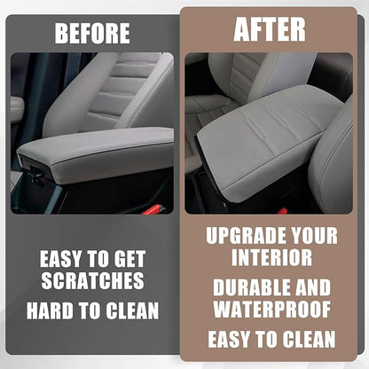 Muslogy Center Console Cover Compatible with 23 24 2025 2026 Honda CR-V Accessories CRV Hybrid LX EX EX-L Sport Touring Armrest Cover Lid Cushion Protector Vegan Leather Extra Soft(Gray/Gray Trim)