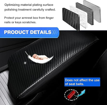 Autorder Center Console Cover for Hyundai Sonata 2020 2021 2022 2023 Accessories Carbon Fiber Armrest Cover Anti-Scratch Middle Console Pad Leather Armrest Protector