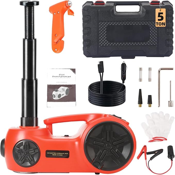 Upgraded Electric Car Jack 5 Ton Floor Jack Hydraulic Jack Stand with Integrated Tire Pump Car Lift for Sedans SUV Tire Change Roadside Emergency Tire Change