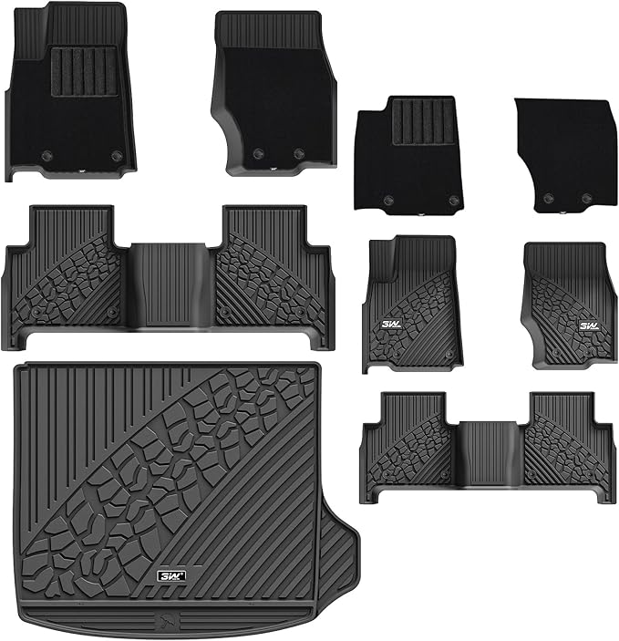 3W Floor Mats & Cargo Liner Fit 2022-2025 Jeep Grand Cherokee(Non L or WK) Carpets for 1st Rows Black Mats Custom Fit for Grand Cherokee, 6PCS