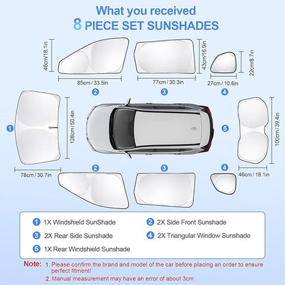 8pcs Car Window Shades for Nissan Rogue 2014-2020 Accessories,Windshield Side Rear Full Sunshade,Sun Visor UV Blocking, Privacy Protection for Camping Outdoor(Not Sport&2021 3rd Gen.T33)