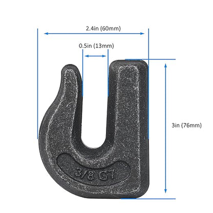 3/8 inch Weld On Grab Hooks,6PCS Heavy Duty Clevis Grab Chain Hook, G70 Tractor Bucket Hooks Great for Car, Truck, Tractors, Loader Bucket Forklift Trailer