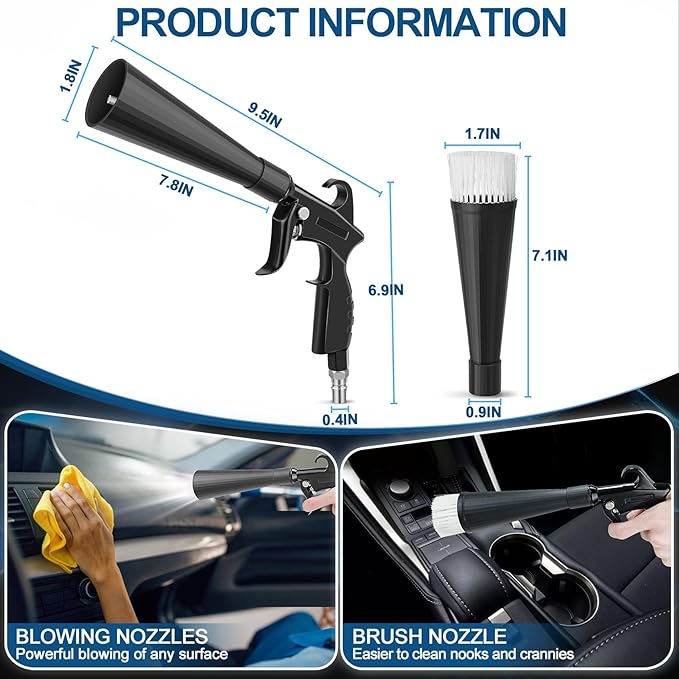 Detailing Car Cleaning Gun Interior Dryer Air Blow Gun, High Pressure Blower Gun, Car Detailing Tools for Quickly Blowing Out Dirt and DustWorking with Air