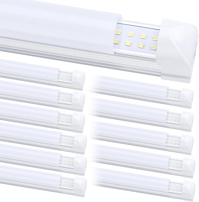 (12-Pack), 8FT LED Shop Light Fixture, Super Bright 100W 6000K Cold White 15000LM, 8 Foot Led Lights, Flat 2 Rows Flat Shape 96" LED Shop Lights,Linkable T8 LED Tube Lights for Garage Warehouse