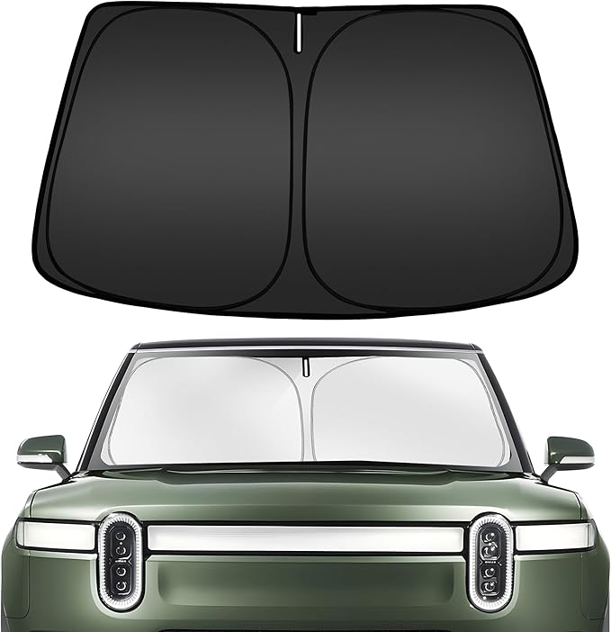 ARISMOTOR Windshield Sun Shade for Rivian R1S 2022-2025 2026, Custom Fit Foldable Front Window Sunshade Sun Visor Protector, Block UV Rays Keep Your Car Cooler