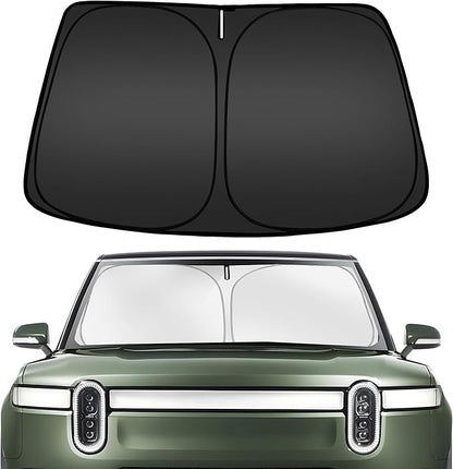 ARISMOTOR Windshield Sun Shade for Rivian R1S 2022-2025 2026, Custom Fit Foldable Front Window Sunshade Sun Visor Protector, Block UV Rays Keep Your Car Cooler
