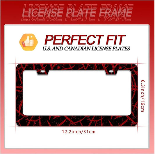 Blood Splattered License Plate Frame Funny Bloody Scar License Plate Frames for Car Decorative Parts Stainless Stee License Plate for Standard Us Canada License Plate Holder 12x6 Inch