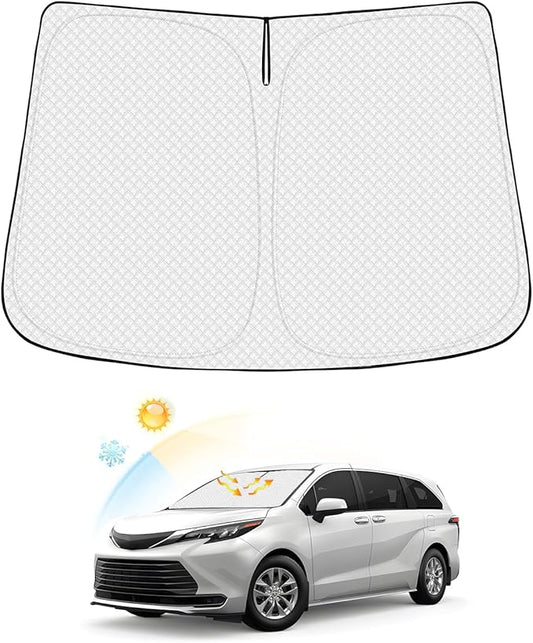 Windshield Sun Shade for Toyota Sienna 2021-2025 2026 Accessories Thicken 6-Layer Front Window Sunshade Cover Sun Visor Protector Foldable Block UV Rays Keep Vehicle Cool