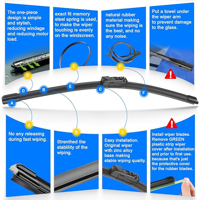 Windshield Wiper Blades Replacement for Subaru Forester 2019 2020 2021 2022 2023 2024 Original Factory Quality Front Rear Wipers Blade Set for My Car - 26" 17" 14" (Pack of 3)