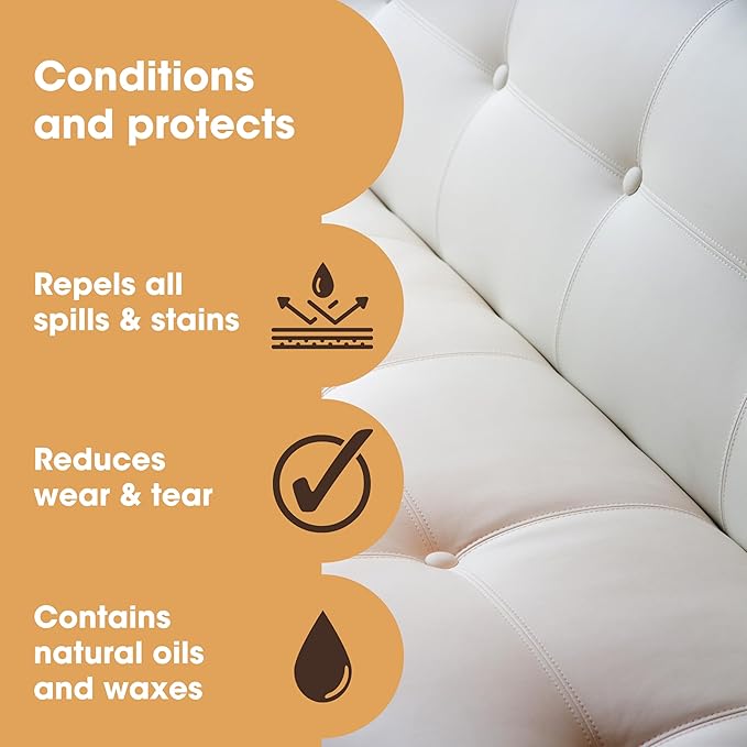 Furniture Clinic Leather Protection Cream | 2-in-1 Leather Conditioner & Waterproofing Protector for Furniture, Shoes, Car Seats & More | Prevent Stains While Nourishing | 8.5oz/ 250ml