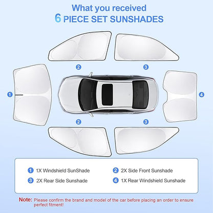 6pcs Car Window Shades for Toyota Camry 2007-2011 Accessories,Windshield Side Rear Full Sunshade,Sun Visor UV Blocking, Privacy Protection and Blackout for Camping Outdoor