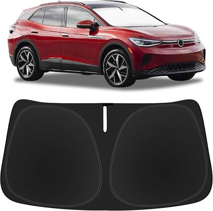 Sun Shade for VW ID.4 Windshield Sun Shade Custom Fit 2021-2023 2024 2025 VW ID.4 for Volkswagen Accessories Windshield Cover Foldable Front Window Shields 240T Reflective Sun Visor Block UV Rays