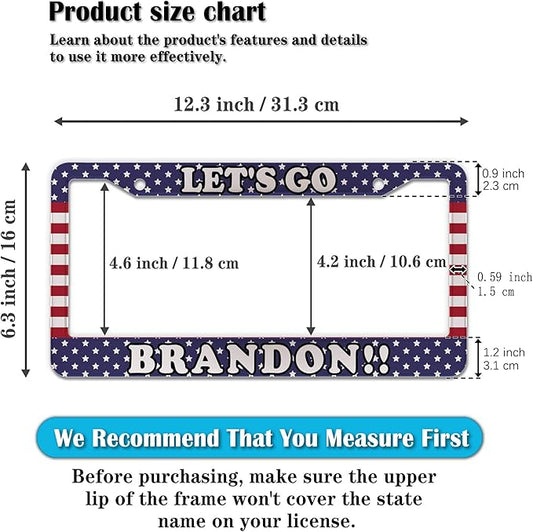 License Plate Frames for Women Multicolor License Plate Covers for Men Lets Go Brandon Universal Aluminum Car Accessory 2 Pack with Screw Covers Set