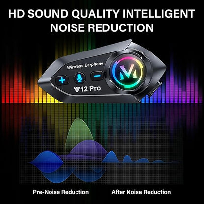 Motorcycle Helmet Headset Speakers Headphones with 2 Way Intercom 550 Yards,HiFi Sound,Noise Cancellation,Music Share,FM,Easy to Connect/Use,IP56 Waterproof,Voice Assistant