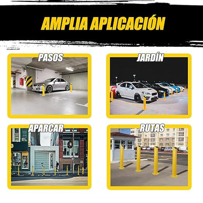Safety Bollard Post, Steel Bollards,Parking Bollard, Yellow Powder Coated Safety Parking Barrier Post, for Traffic Sensitive Areas (6, 36"H*3.5"D)