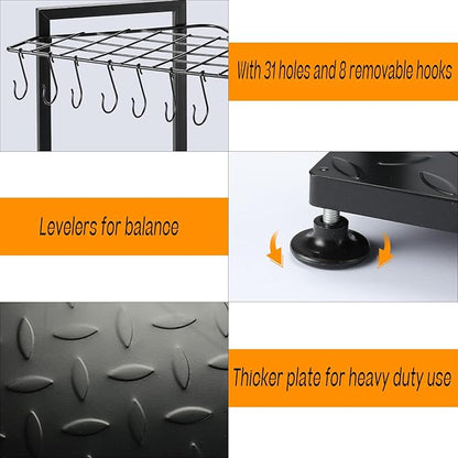 Garden Tool Organizer,Yard Tool Rack Heavy Duty,Free Standing for Garage Corner,Garage Organization,Garage Organizers and Storage,Garden Tool Holder for Lawn,Shed,Outdoor,Metal