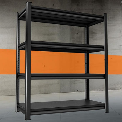 Garage Storage Shelves Heavy Duty, 48”W Garage Shelving and Storage Rack, 2200LBS Loads Shelving Units, Adjustable 4-Tier Metal Shelves for Garage, Warehouses, 48”W×16”D×63”H,Black