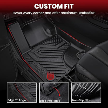 LASFIT Floor Mats and Cargo Liner for Ford Escape Gasoline 2020-2025(NOT for Hybrid Models) All Weather Protector TPE Custom Fit Car Floor Liners, 1st & 2nd Row & Trunk Set, 4PCS Black