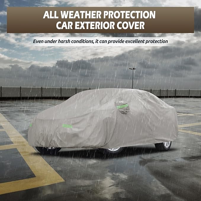 Migaven 6 Layers Car Cover Custom Fit for Toyota Camry 1996-2025, Honda Accord 2001-2025, Waterproof Full Exterior Cover Rain Sun Protection with Door Zipper