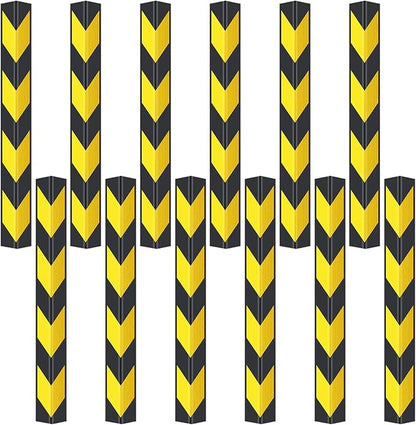 12 Pack Garage Wall Corner Guards, 31" Rubber Edge Protectors with Reflective Stripe for Parking Safety, Car Bumper and Wall Corner Protection